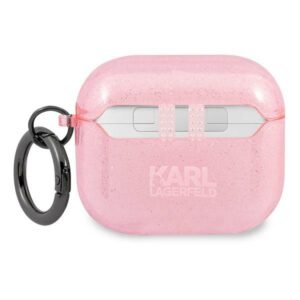 Karl Lagerfeld KLA3UKHGP AirPods 3 dėklas rožinės spalvos Glitter Karl`s Head - Image 2