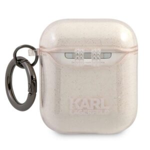 Karl Lagerfeld KLA2UKHGD AirPods dėklas aukso spalvos Glitter Karl`s Head - Image 2