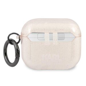 Karl Lagerfeld KLA3UKHGD AirPods 3 dėklas aukso spalvos Glitter Karl`s Head - Image 2