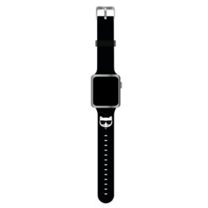 Karl Lagerfeld Pasek KLAWLSLCK Apple Watch 42/44/45mm juodos spalvos apyrankė Silicone Choupette Heads