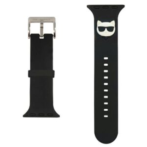 Karl Lagerfeld Pasek KLAWLSLCK Apple Watch 42/44/45mm juodos spalvos apyrankė Silicone Choupette Heads - Image 2