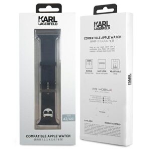 Karl Lagerfeld Pasek KLAWLSLCK Apple Watch 42/44/45mm juodos spalvos apyrankė Silicone Choupette Heads - Image 4