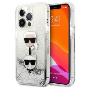 Karl Lagerfeld KLHCP13LKICGLS Apple iPhone 13 Pro / 13 6,1" silver kietas dėklas Liquid Glitter Karl&Cho - Image 1