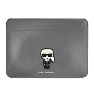 Karl Lagerfeld Dėklas kompiuteriui KLCS14PISFG 13/14" sidabro spalvos Saffiano Ikonik Karl - Image 1