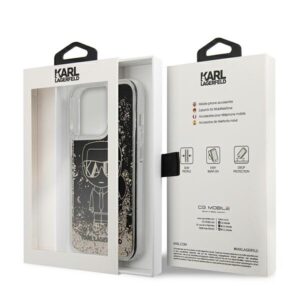 Karl Lagerfeld KLHCP13LLGGKBK Apple iPhone 13 Pro/ 13 6,1"juodos spalvos kietas dėklas Liquid Glitter Gatsby - Image 8