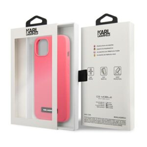 Karl Lagerfeld KLHCP13MSLMP1PI Apple iPhone 13 / 14 / 15 6,1" kietas dėklas fuchsia Silicone Plaque - Image 8