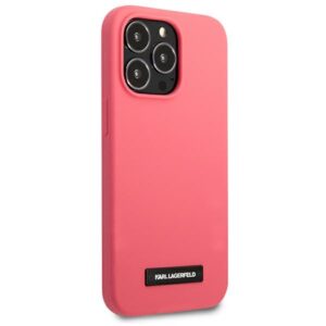 Karl Lagerfeld KLHCP13LSLMP1PI Apple iPhone 13 Pro / 13 6,1" kietas dėklas fuchsia Silicone Plaque - Image 4
