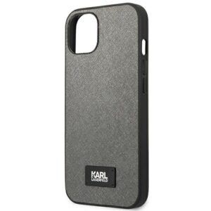 Karl Lagerfeld KLHCP13MSFMP2DG Apple iPhone 13 / 14 / 15 6,1" kietas dėklas silver Saffiano Plaque - Image 6
