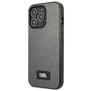 Karl Lagerfeld KLHCP13XSFMP2DG Apple iPhone 13 Pro Max 6,7" kietas dėklas silver Saffiano Plaque - Image 2