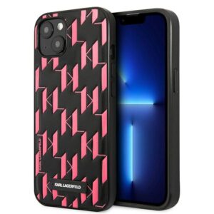 Karl Lagerfeld KLHCP13SMNMP1P Apple iPhone 13 mini 5,4" kietas dėklas rožinės spalvos Monogram Plaque - Image 1