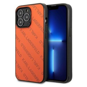 Karl Lagerfeld KLHCP13LPTLO Apple iPhone 13 Pro / 13 6,1" kietas dėklas orange Perforated Allover - Image 1