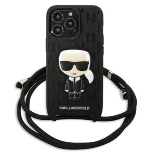 Karl Lagerfeld KLHCP13LCMNIPK Apple iPhone 13 Pro / 13 6,1" kietas dėklas juodos spalvos Leather Monogram Patch an - Image 2
