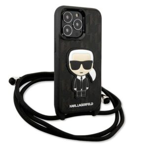 Karl Lagerfeld KLHCP13LCMNIPK Apple iPhone 13 Pro / 13 6,1" kietas dėklas juodos spalvos Leather Monogram Patch an - Image 3