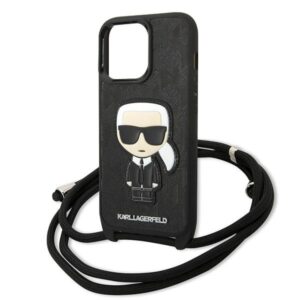 Karl Lagerfeld KLHCP13LCMNIPK Apple iPhone 13 Pro / 13 6,1" kietas dėklas juodos spalvos Leather Monogram Patch an - Image 5