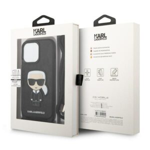 Karl Lagerfeld KLHCP13LCMNIPK Apple iPhone 13 Pro / 13 6,1" kietas dėklas juodos spalvos Leather Monogram Patch an - Image 7