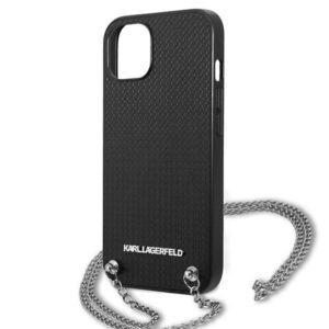 Karl Lagerfeld KLHCP13SPMK Apple iPhone 13 mini 5,4" kietas dėklas juodos spalvos Leather Textured and Chain - Image 6