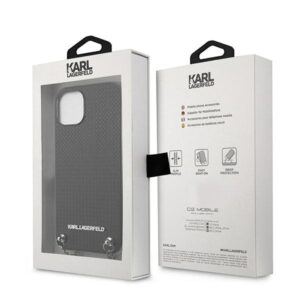 Karl Lagerfeld KLHCP13SPMK Apple iPhone 13 mini 5,4" kietas dėklas juodos spalvos Leather Textured and Chain - Image 8