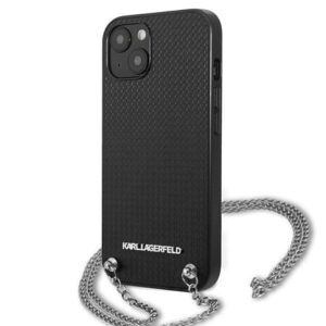 Karl Lagerfeld KLHCP13MPMK Apple iPhone 13 / 14 / 15 6,1" kietas dėklas juodos spalvos Leather Textured and Chain - Image 2