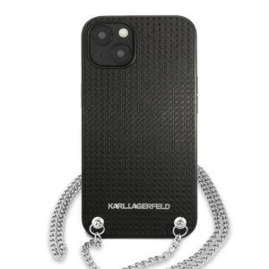 Karl Lagerfeld KLHCP13MPMK Apple iPhone 13 / 14 / 15 6,1" kietas dėklas juodos spalvos Leather Textured and Chain - Image 3