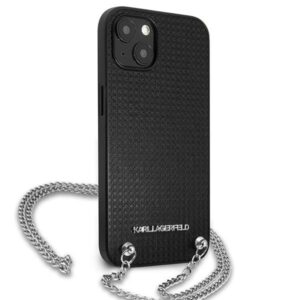 Karl Lagerfeld KLHCP13MPMK Apple iPhone 13 / 14 / 15 6,1" kietas dėklas juodos spalvos Leather Textured and Chain - Image 4