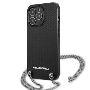 Karl Lagerfeld KLHCP13LPMK Apple iPhone 13 Pro / 13 6,1" kietas dėklas juodos spalvos Leather Textured and Chain - Image 2