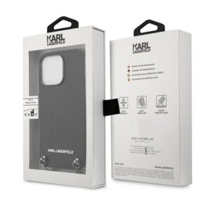 Karl Lagerfeld KLHCP13LPMK Apple iPhone 13 Pro / 13 6,1" kietas dėklas juodos spalvos Leather Textured and Chain - Image 8