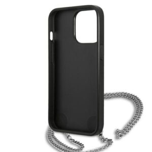 Karl Lagerfeld KLHCP13XPMK Apple iPhone 13 Pro Max 6,7" kietas dėklas juodos spalvos Leather Textured and Chain - Image 7