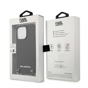 Karl Lagerfeld KLHCP13XPMK Apple iPhone 13 Pro Max 6,7" kietas dėklas juodos spalvos Leather Textured and Chain - Image 8