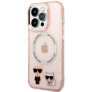 Karl Lagerfeld KLHMP14LHKCP Apple iPhone 14 Pro 6,1" kietas dėklas rožinės spalvos Karl & Choupette Aluminium Magsaf - Image 2