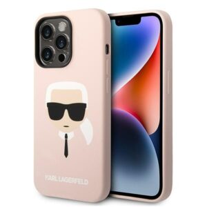 Karl Lagerfeld KLHMP14LSLKHLP Apple iPhone 14 Pro 6,1" kietas dėklas light rožinės spalvos Silicone Karl`s Head - Image 1