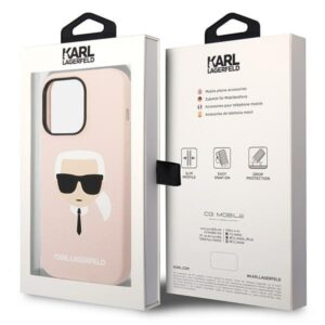 Karl Lagerfeld KLHMP14LSLKHLP Apple iPhone 14 Pro 6,1" kietas dėklas light rožinės spalvos Silicone Karl`s Head - Image 8