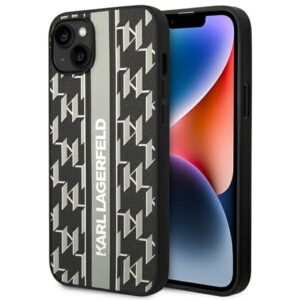 Karl Lagerfeld KLHCP14MPGKLSKG Apple iPhone 14Plus / 15 Plus 6,7" kietas dėklas pilkos spalvos Monogram Stripe - Image 1