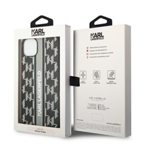 Karl Lagerfeld KLHCP14MPGKLSKG Apple iPhone 14Plus / 15 Plus 6,7" kietas dėklas pilkos spalvos Monogram Stripe - Image 8