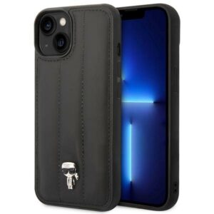 Karl Lagerfeld KLHCP14SPSQPK Apple iPhone 14/ 15 / 13 6,1" kietas dėklas juodos spalvos Puffy Ikonik Pin - Image 1