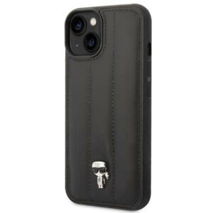 Karl Lagerfeld KLHCP14SPSQPK Apple iPhone 14/ 15 / 13 6,1" kietas dėklas juodos spalvos Puffy Ikonik Pin - Image 2