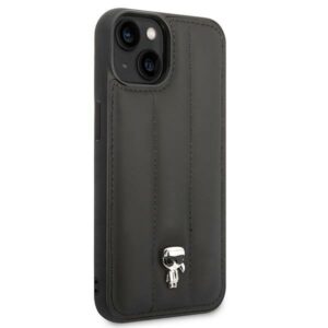 Karl Lagerfeld KLHCP14SPSQPK Apple iPhone 14/ 15 / 13 6,1" kietas dėklas juodos spalvos Puffy Ikonik Pin - Image 4