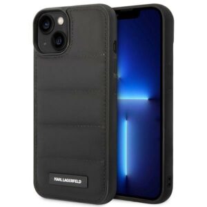 Karl Lagerfeld KLHCP14SPSQAK Apple iPhone 14/ 15 / 13 6,1" kietas dėklas juodos spalvos Puffy Elongated Logo - Image 1