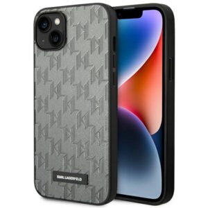 Karl Lagerfeld KLHCP14MSAKLHPG Apple iPhone 14 Plus / 15 Plus 6,7" kietas dėklas pilkos spalvos Saffiano Mono Metal - Image 1