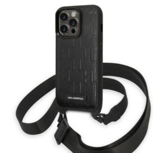 Karl Lagerfeld KLHCP14LSTMMK Apple iPhone 14 Pro 6,1" hardcase juodos spalvos Monogram Plaque Logo Strap - Image 1