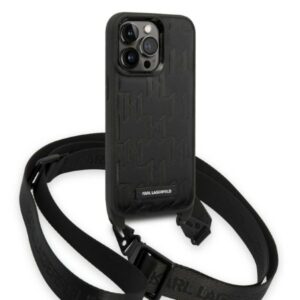 Karl Lagerfeld KLHCP14LSTMMK Apple iPhone 14 Pro 6,1" hardcase juodos spalvos Monogram Plaque Logo Strap - Image 3