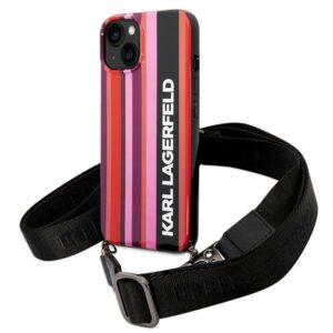 Karl Lagerfeld KLHCP14SSTSTP Apple iPhone 14/ 15 / 13 6,1" hardcase rožinės spalvos Color Stripes Strap - Image 1