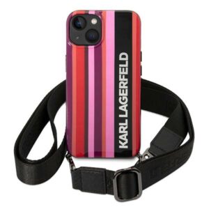 Karl Lagerfeld KLHCP14SSTSTP Apple iPhone 14/ 15 / 13 6,1" hardcase rožinės spalvos Color Stripes Strap - Image 2