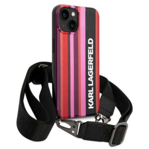 Karl Lagerfeld KLHCP14SSTSTP Apple iPhone 14/ 15 / 13 6,1" hardcase rožinės spalvos Color Stripes Strap - Image 3
