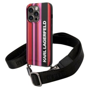 Karl Lagerfeld KLHCP14LSTSTP Apple iPhone 14 Pro 6,1" hardcase rožinės spalvos Color Stripes Strap - Image 1
