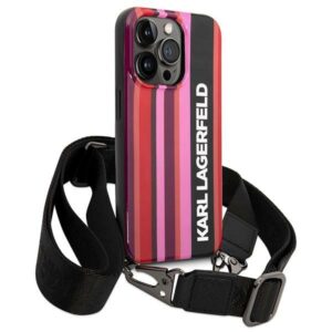 Karl Lagerfeld KLHCP14LSTSTP Apple iPhone 14 Pro 6,1" hardcase rožinės spalvos Color Stripes Strap - Image 3