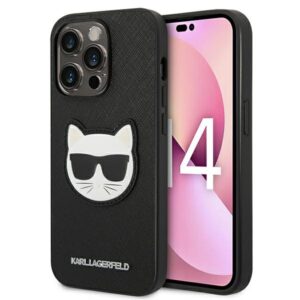 Karl Lagerfeld KLHCP14LSAPCHK Apple iPhone 14 Pro 6,1" kietas dėklas juodos spalvos Saffiano Choupette Head Patch - Image 1