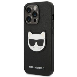 Karl Lagerfeld KLHCP14LSAPCHK Apple iPhone 14 Pro 6,1" kietas dėklas juodos spalvos Saffiano Choupette Head Patch - Image 2