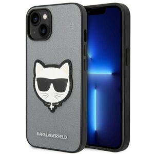 Karl Lagerfeld KLHCP14MSAPCHG Apple iPhone 14 Plus / 15 Plus 6,7" kietas dėklas silver Saffiano Choupett - Image 1