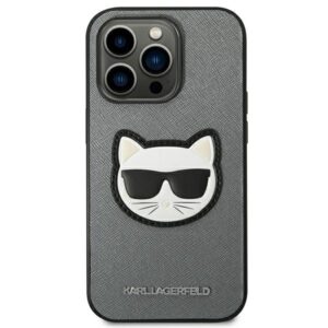 Karl Lagerfeld KLHCP14LSAPCHG Apple iPhone 14 Pro 6,1" kietas dėklas silver Saffiano Choupette Head Patc - Image 3