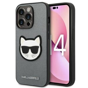 Karl Lagerfeld KLHCP14XSAPCHG Apple iPhone 14 Pro Max 6,7" kietas dėklas silver Saffiano Choupette Head - Image 1